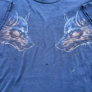 Vintage Wolf Nature Graphic Tee Shirt 90s Faded Boxy Fit Streetwear Grunge